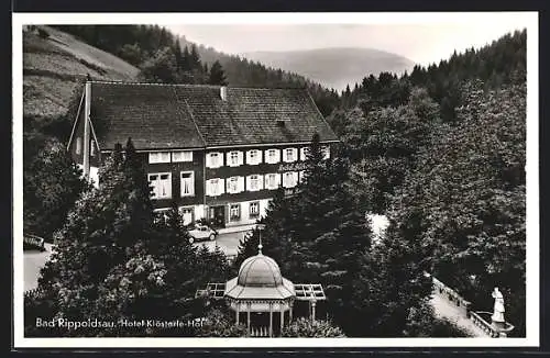 AK Bad Rippoldsau, Hotel Klösterle-Hof J. Klein mit Pavillon aus der Vogelschau