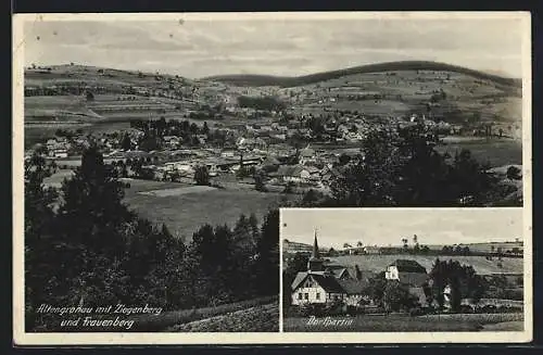 AK Altengronau, Ortsansicht mit Ziegenberg und Frauenberg, Dorfpartie