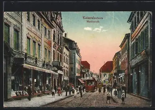 AK Kaiserslautern, Marktstrasse, Strassenbahn