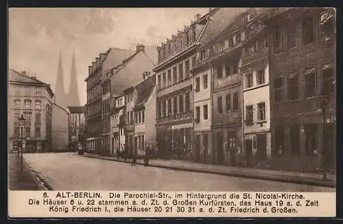 AK Alt-Berlin, Parochialstrasse mit St. Nicolai-Kirche im Hintergrund