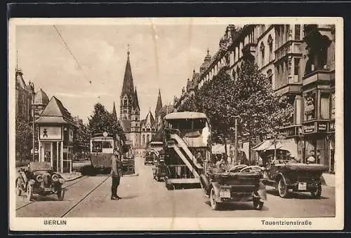 AK Berlin-Charlottenburg, Strassenbahn in der Tauentzienstrasse