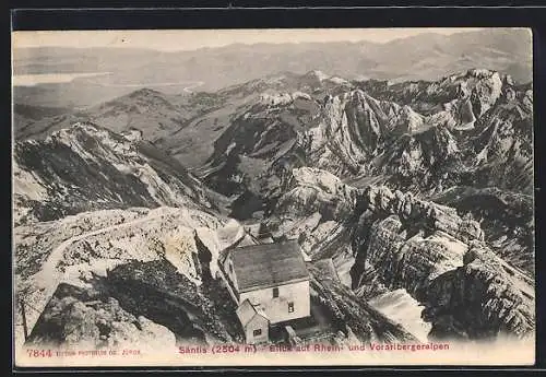 AK Säntis, Blick auf Rhein- und Vorarlbergeralpen
