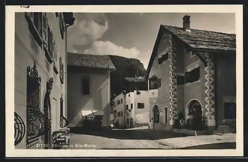 AK Sils-Maria, Strassenpartie mit Bergblick