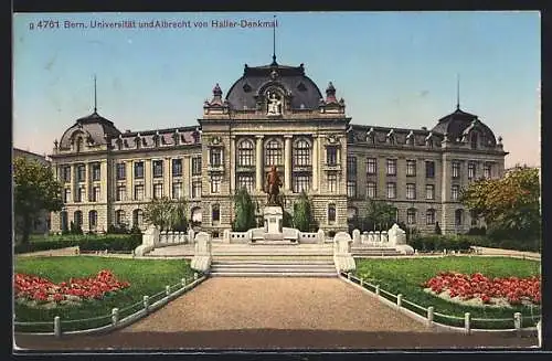 AK Bern, Universität und Albrecht von Haller-Denkmal