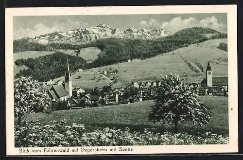 AK Degersheim, Blick vom Fohrenwald auf Ort und Säntis