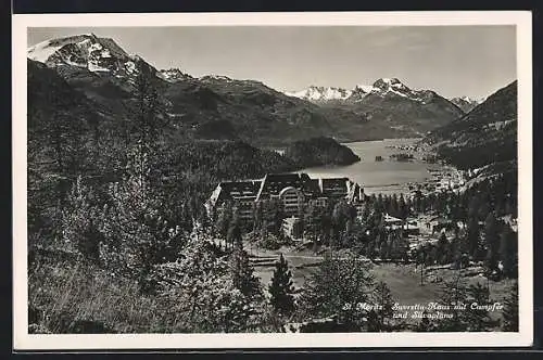 AK Sankt Moritz, Suvretta-Haus mit Campfèr und Silvaplana