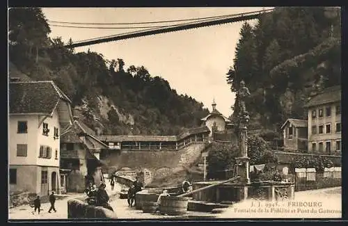 AK Fribourg, Fontaine de la Fidélité et pont du Gotteron