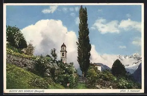 AK Soglio, Blick zur Kirche