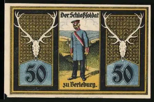 Notgeld Berleburg 1921, 50 Pfennig, Schloss, Schlosssoldat