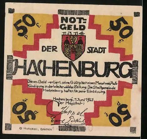 Notgeld Hachenburg 1921, 50 Pfennig, Schlossbogen