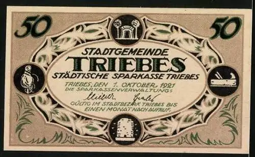 Notgeld Triebes 1921, 50 Pfennig, Kirche