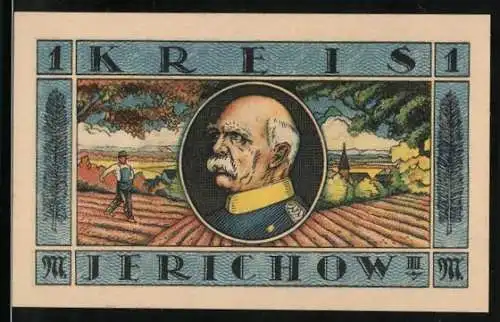 Notgeld Jerichow 1921, 1 Mark, Bismarck, Schloss Schönhausen