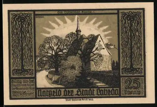Notgeld Lobeda 1921, 25 Pfennig, Kirche, Ruine