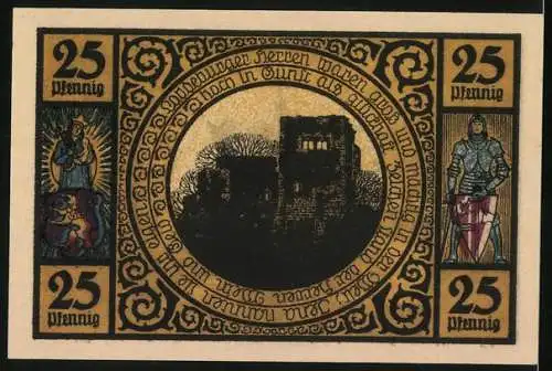 Notgeld Lobeda 1921, 25 Pfennig, Kirche, Ruine