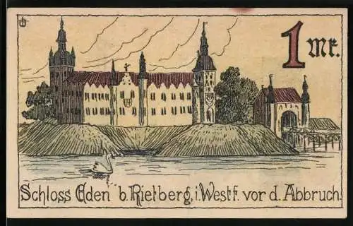 Notgeld Rietberg i. Westf. 1921, 1 Mark, Schloss Eden, Wappen