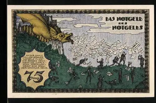 Notgeld Kahla 1921, 75 Pfennig, Notgeld des Notgeldes, Deutsche Notgeld-Ausstellung