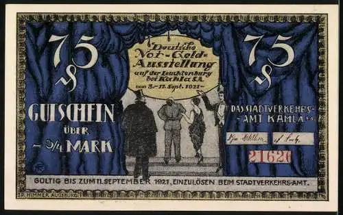 Notgeld Kahla 1921, 75 Pfennig, Notgeld des Notgeldes, Deutsche Notgeld-Ausstellung