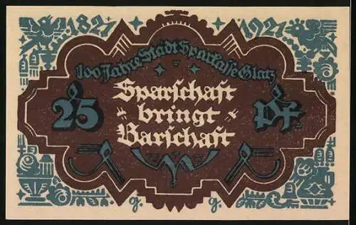 Notgeld Glatz 1921, 25 Pfennig, Bauer mit Sense