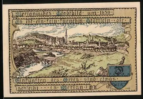 Notgeld Vacha 1921, 75 Pfennig, Merianisches Stadtbild um 1650