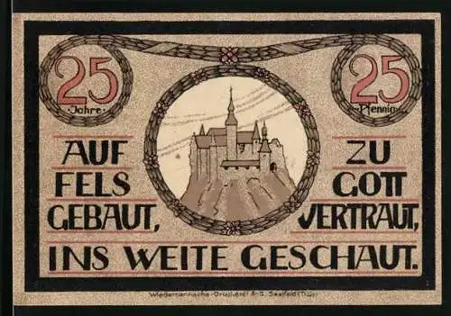 Notgeld Lauenstein /Oberfranken 1921, 25 Pfennig, Wappen, Kirche