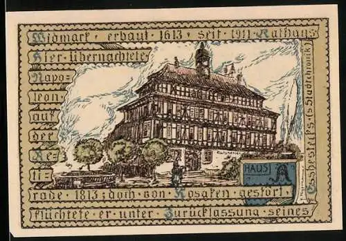 Notgeld Vacha 1921, 75 Pfennig, Rathaus, Wappen