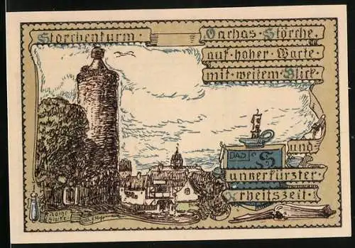 Notgeld Vacha 1921, 75 Pfennig, Storchenturm