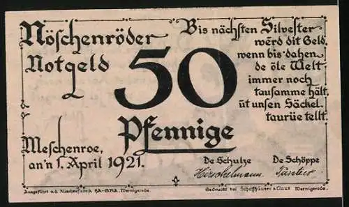 Notgeld Nöschenrode 1921, 50 Pfennig, Holzsammlerin