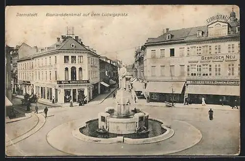 AK Darmstadt, Bismarckdenkmal auf dem Ludwigsplatz
