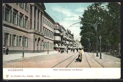 AK Wiesbaden, Obere Wilhelmstrasse mit Museum