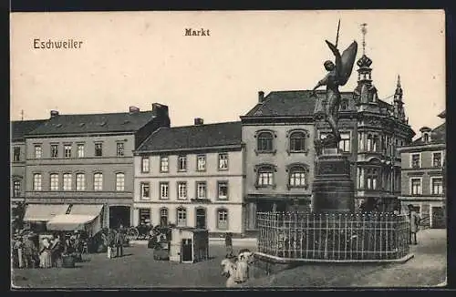 AK Eschweiler, Marktplatz mit Denkmal