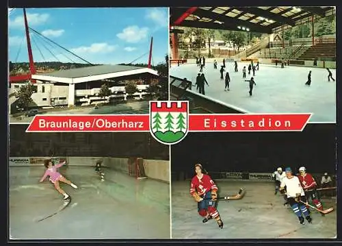 AK Braunlage / Oberharz, Eisstadion, Aussen- und Innenansichten, Schlittschu, Eishockey