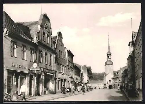 AK Spremberg / Niederlausitz, Lange Strasse mit Geschäften