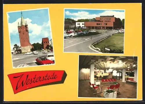 AK Westerstede, Teilansichten Kirche, Strasse