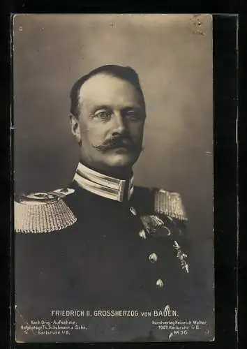 AK Friedrich II. Grossherzog von Baden, in Uniform mit Orden behangen