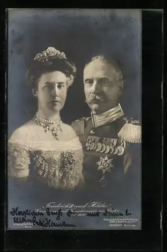 AK Grossherzogspaar Friedrich und Hilda von Baden, Portrait