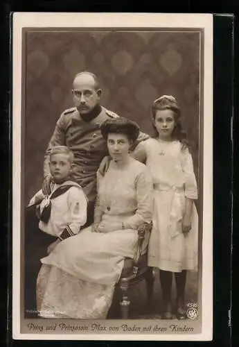 AK Prinzessin Max von Baden mit ihren beiden Kindern