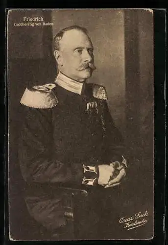 AK Grossherzog Friedrich von Baden, Uniform-Portrait
