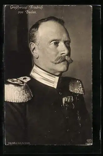 AK Portrait von Grossherzog Friedrich von Baden in Uniform mit Orden