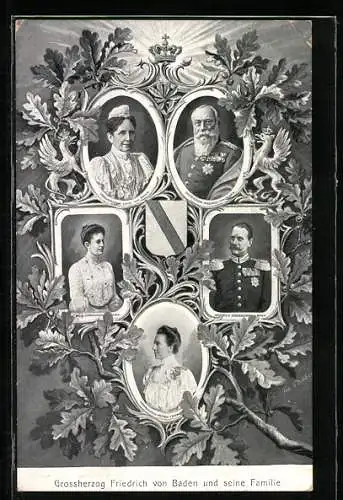 AK Grossherzog Friedrich von Baden und seine Familie