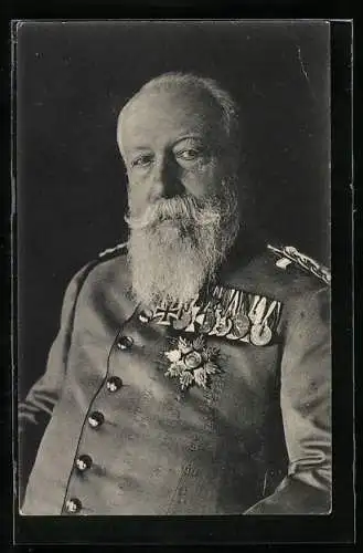 AK Grossherzog Friedrich von Baden in Uniform mit Militärorden, mit weissem Vollbart