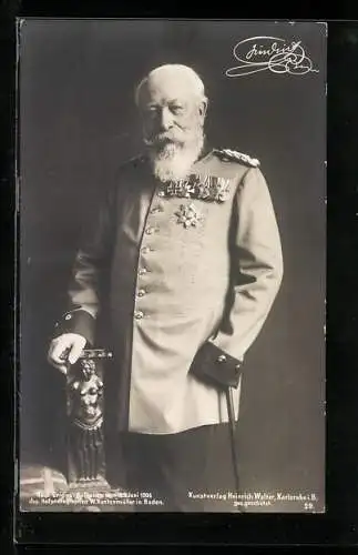 AK Grossherzog Friedrich von Baden mit Vollbart in Uniform