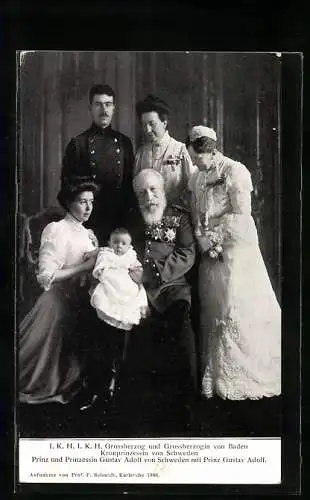 AK Grossherzog & Grossherzogin von Baden, Kronprinzessin von Schweden, Prinz & Prinzessin Gustav Adolf v. Schweden