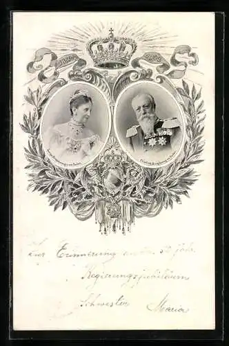 AK Das Grossherzogspaar Luise und Friedrich von Baden, zum 50-jährigen Regierungsjubiläum