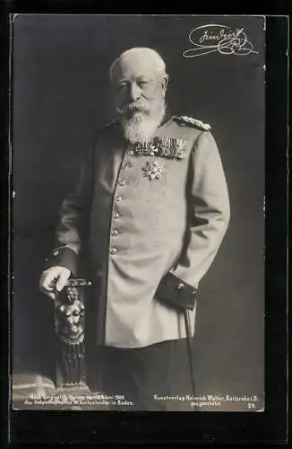 AK Grossherzog Friedrich von Baden mit Vollbart in Uniform