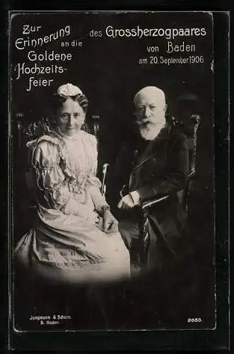 AK Das Grossherzogpaar Luise und Friedrich zur goldenen Hochzeit