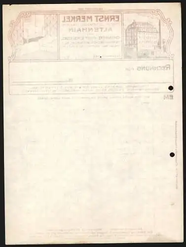 Rechnung Altenhain 1928, Ernst Merkel, Tisch- & Sitzmöbel-Fabrik, Geschäfts- und Produktansicht