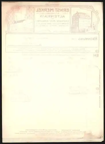 Rechnung Altenhain 1928, Ernst Merkel, Tisch- & Sitzmöbel-Fabrik, Betriebs- und Produktansicht