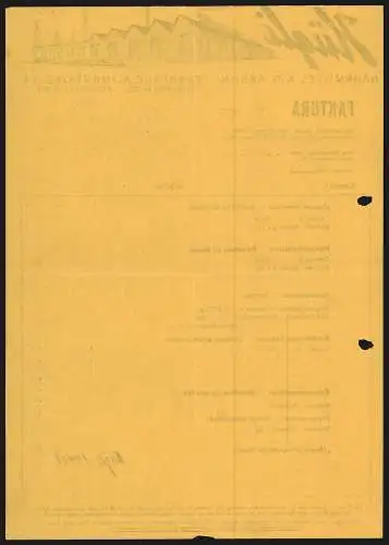 Rechnung Arbon 1942, Hügli Nährmittel AG Arbon, Modellansicht der Fabrik mit eigener Gleisanlage