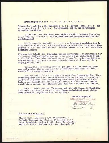 Rechnung Berlin 1927, F. Erdmann & Co., Geselllschaft für Patent-Verwertung, Strassenbahnen vor der Geschäftsstelle