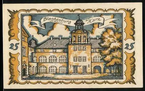 Notgeld Braunschweig 1921, 25 Pfennig, Schloss Blankenburg